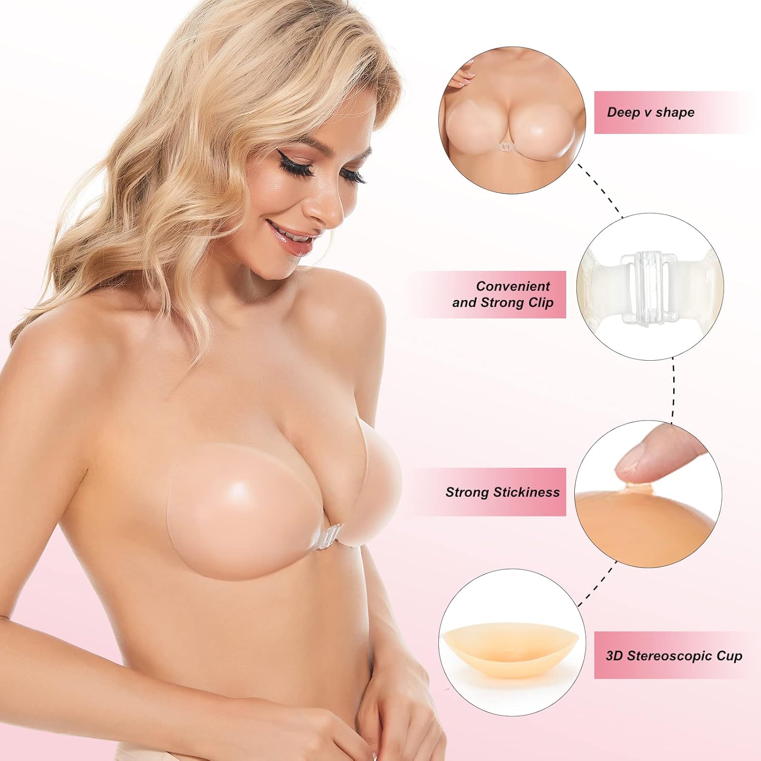 Strapless Bra Adhesive - Sticky Bra Push Up Adhesive Bras