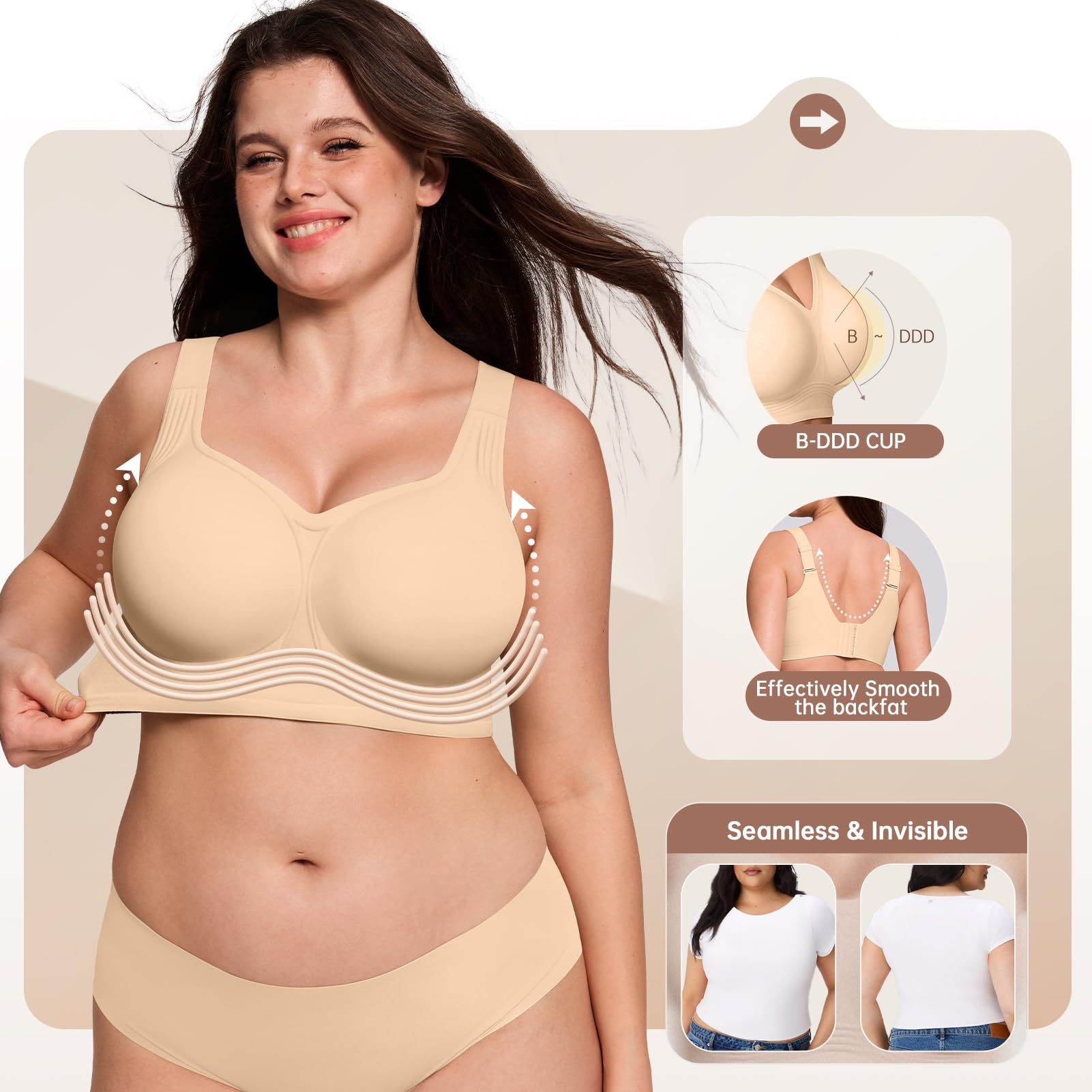 Plus Size Wireless Bra for Wom - Underwire Bra Padded ulasan dan harga