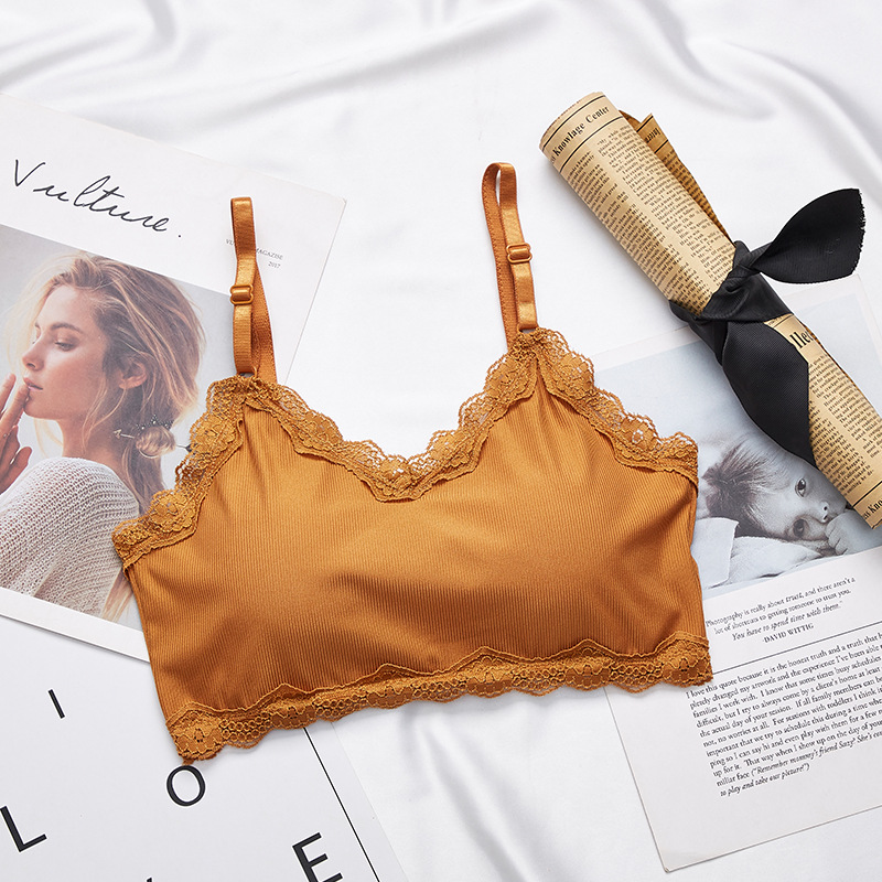 Lace Trim Tube Top Women Bra C - Lace Bralette Set ulasan dan harga