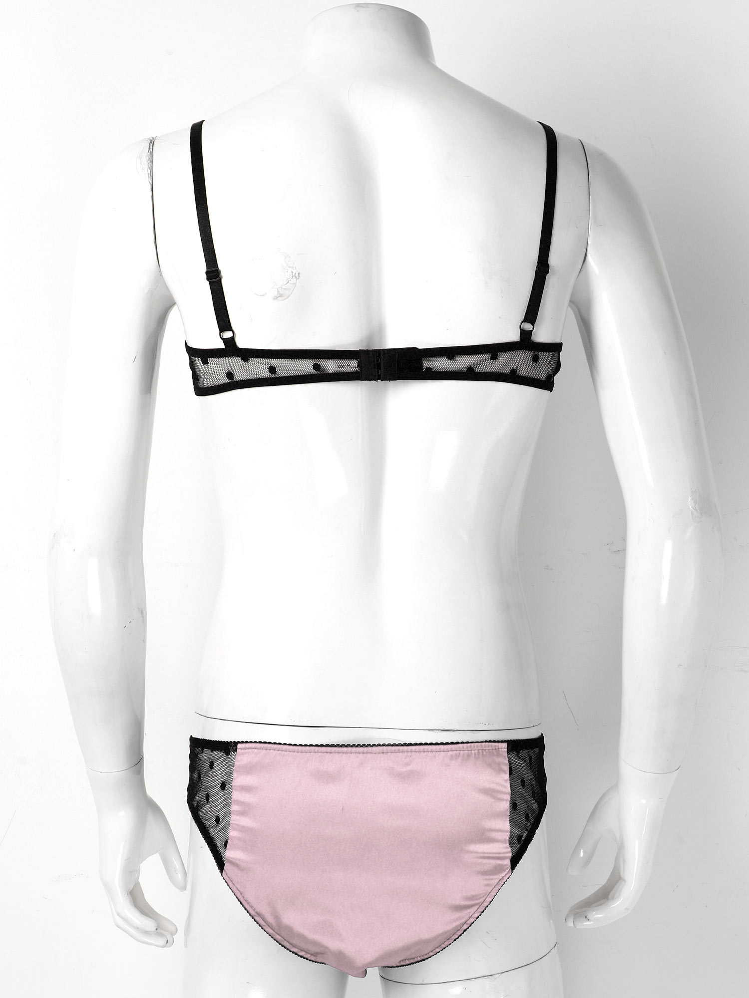 Men Satin Lingerie Suit Sissy  - Sheer Mesh Bra ulasan dan harga