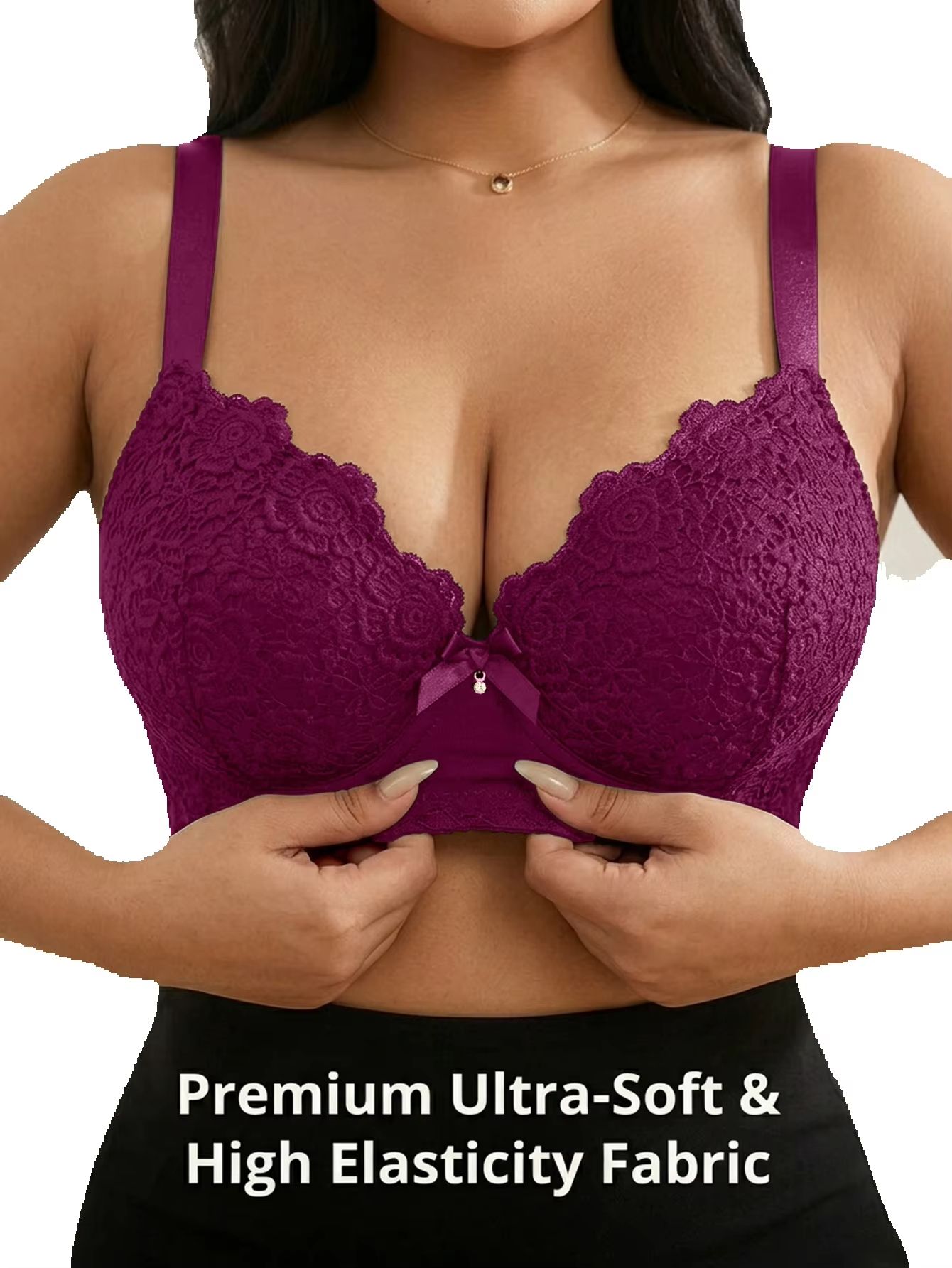 Women Plus Size Floral Push Up - Plunge Bra Push Up ulasan dan harga