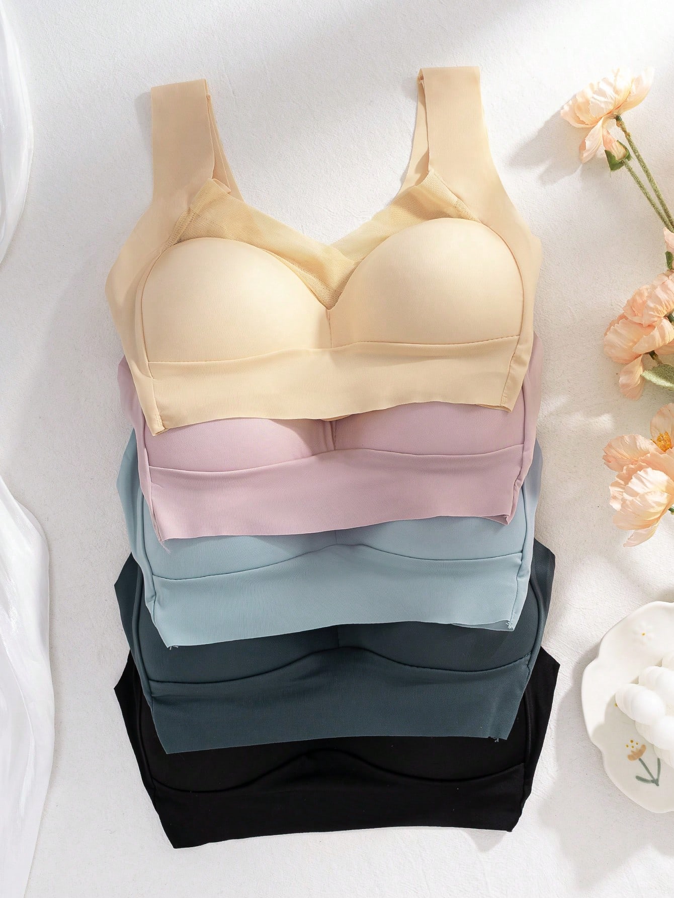 5pcs Women Seamless Ice Silk W - Sleep Bra Bralette ulasan dan harga