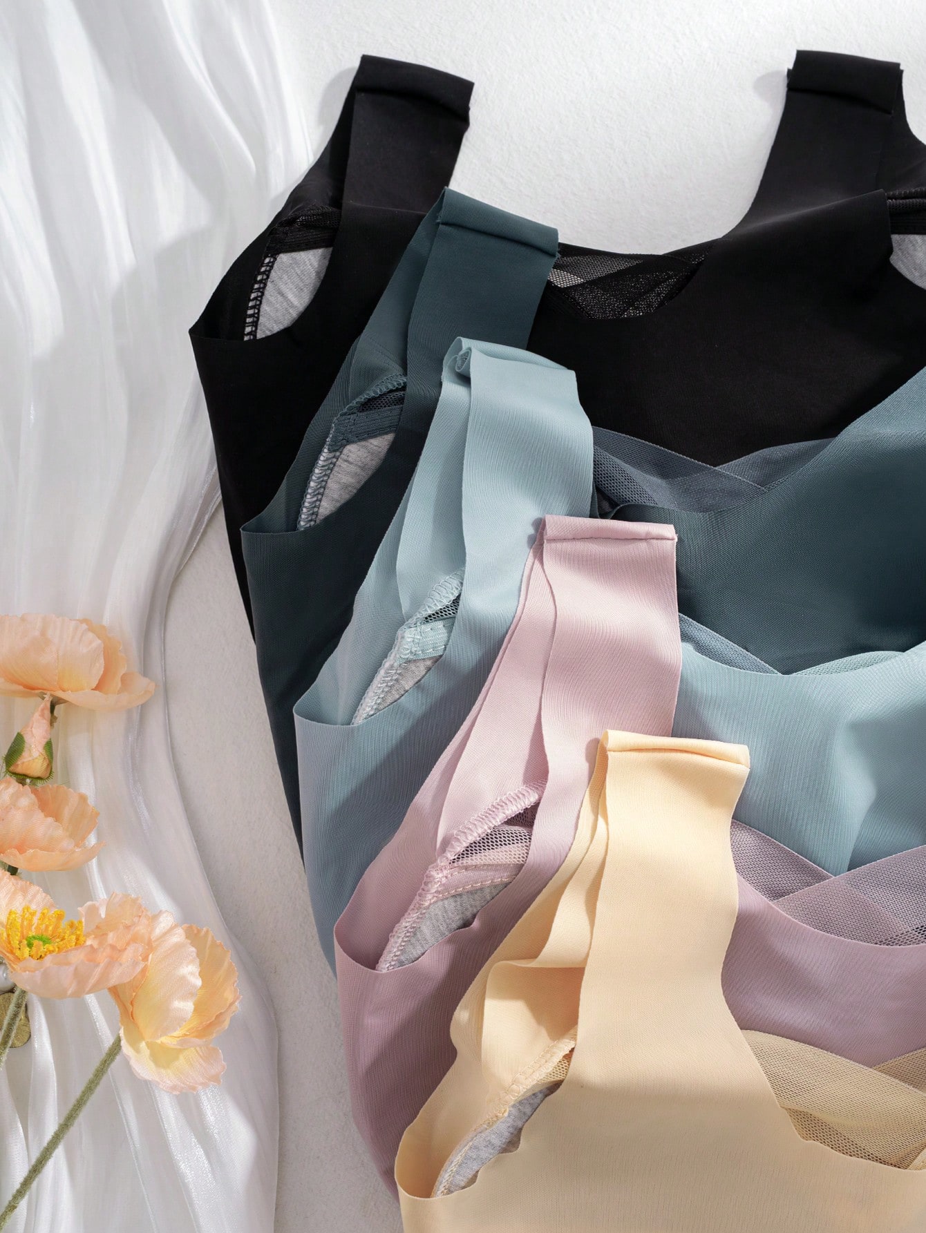 5pcs Women Seamless Ice Silk W - Sleep Bra Bralette ulasan dan harga