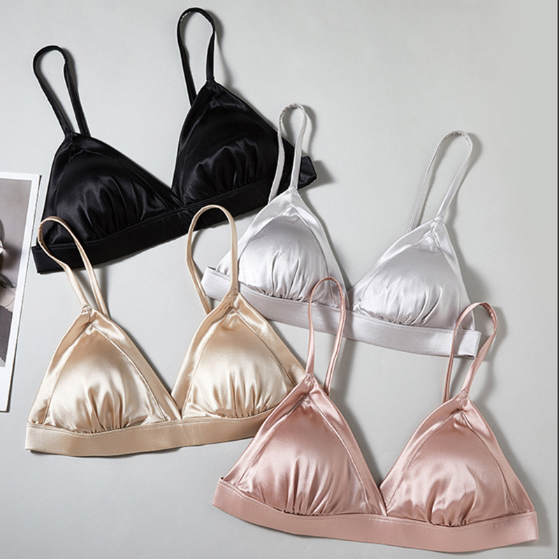 Luxury Real Silk Satin Wireles - Sleep Bra Bralette ulasan dan harga