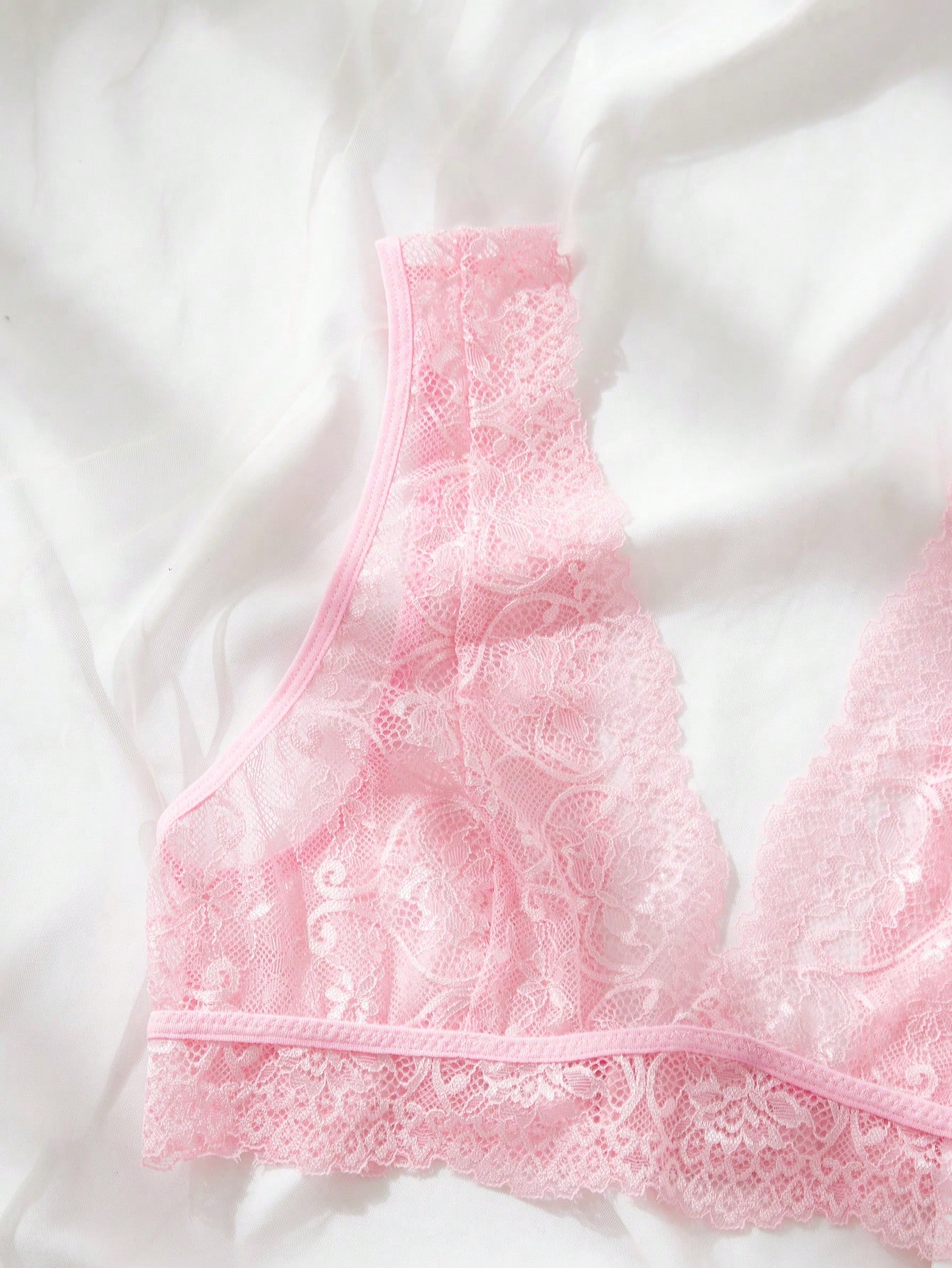 Pink Lace Lingerie Set Sheer F - Lace Bralette Set ulasan dan harga