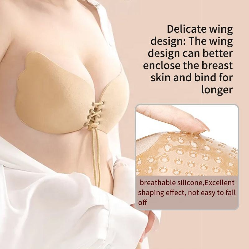 Wing shaped drawstring nude ba - Strapless Bra Adhesive ulasan dan harga