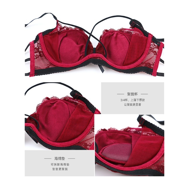 Elegant Lace Half Cup Bra Set, - Demi Bra Balconette ulasan dan harga